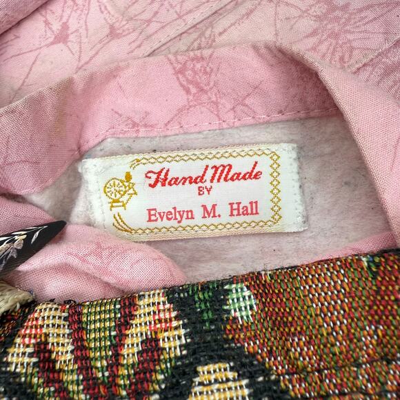 1960's handmade peacock rainbow tapestry carpet bag - Picture 8 of 15